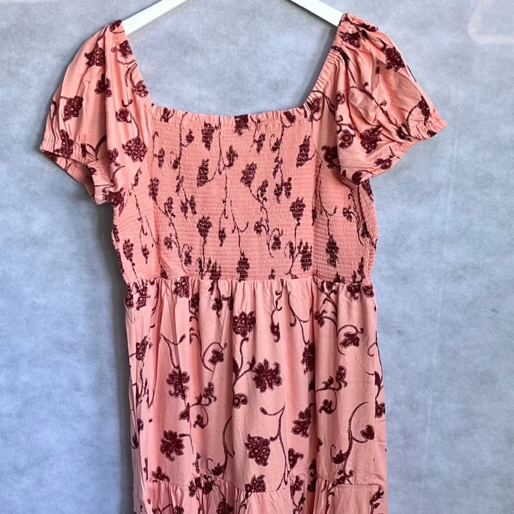 Anthropologie Daily Practice Cotton Smoked Tiered, Puff sleeve Maxi Dress - Picture 11 of 16